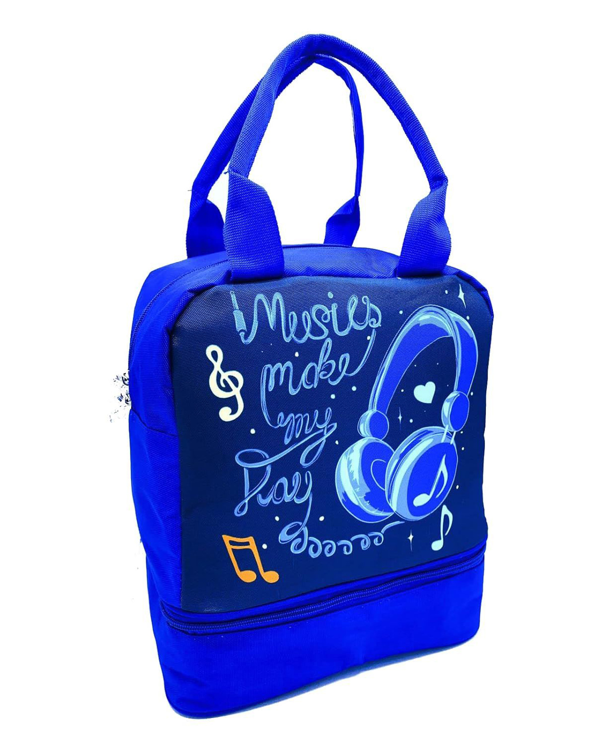Echo Boomers Music Printed Double Layer Insulated Tiffin Lunch Double Bag with Multi Zipper Pockets - Pack of 1-image-29