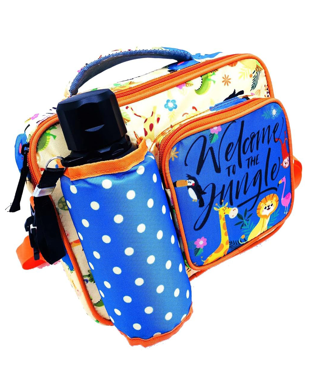Echo Boomers Jungle Print Insulated Tiffin Lunch Bags for Kids with Multi Zipper Pockets - Pack of 1-image-37