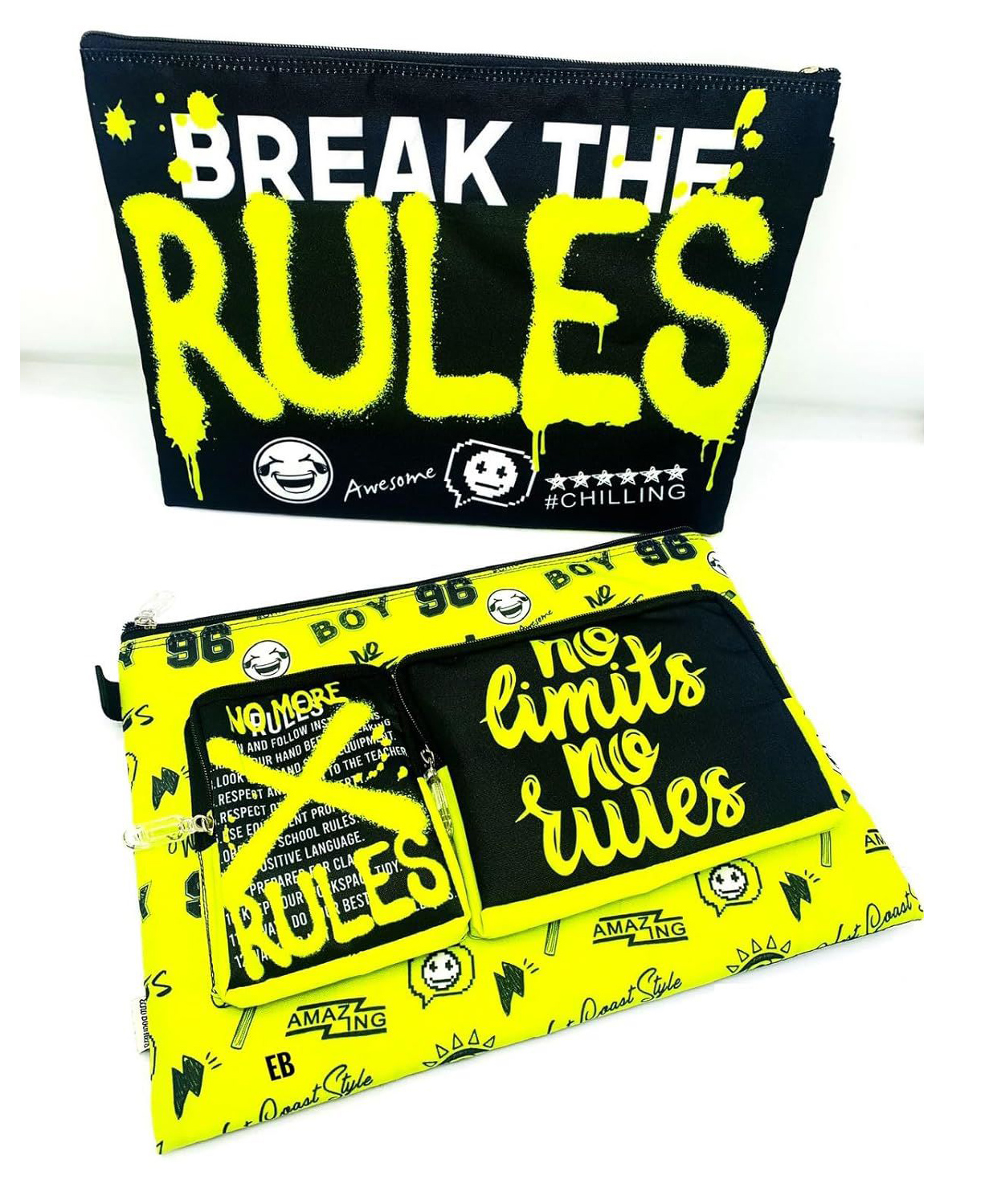 Echo Boomers Rules Print Multi-Layer Large Capacity Bag for Kids, Keep Tablet/iPad Laptop, Documents Folder Pouch with Compartment for School Organizer (Pack of 1)-image-49