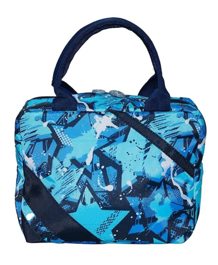 Echo Boomers Blue Print Insulated Tiffin Lunch Bags for Kids with Multi Zipper Pockets (Pack of 1)-image-38