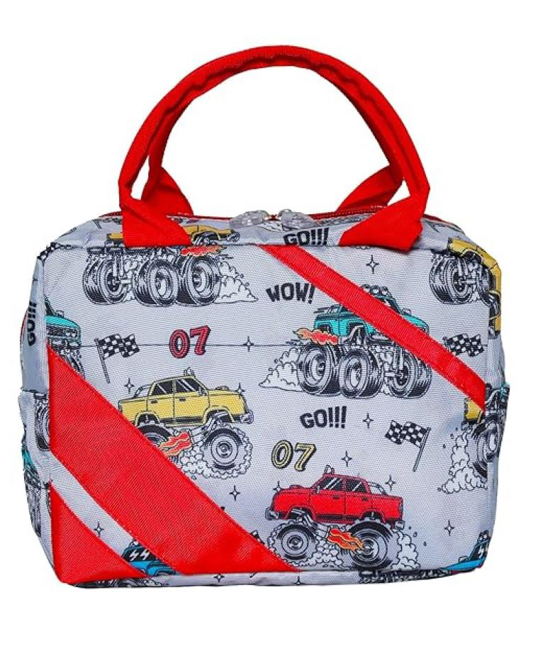 Echo Boomers Cars Print Insulated Tiffin Lunch Bags for Kids with Multi Zipper Pockets (Pack of 1)-image-33
