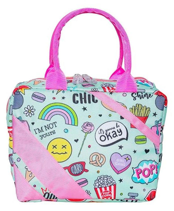 Echo Boomers Smiley Print Insulated Tiffin Lunch Bags for Kids with Multi Zipper Pockets (Pack of 1)-image-19
