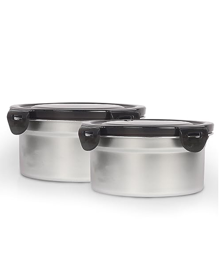 Femora Lunch Box High Steel Round Airtight Storage Container with Lock Lid - 850 ml-image-14