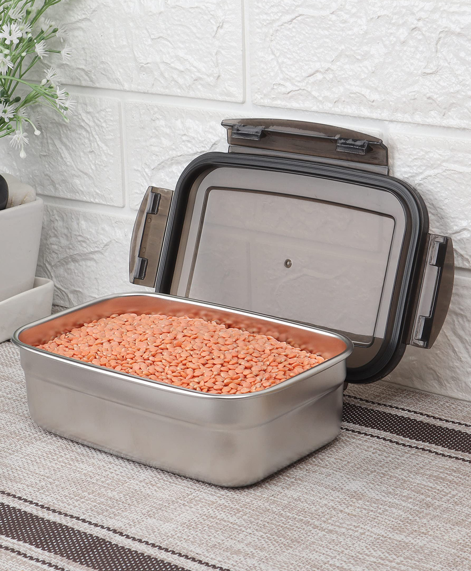 Femora Steel Rectangle Lunch Box, Container with Lock Lid-image-12