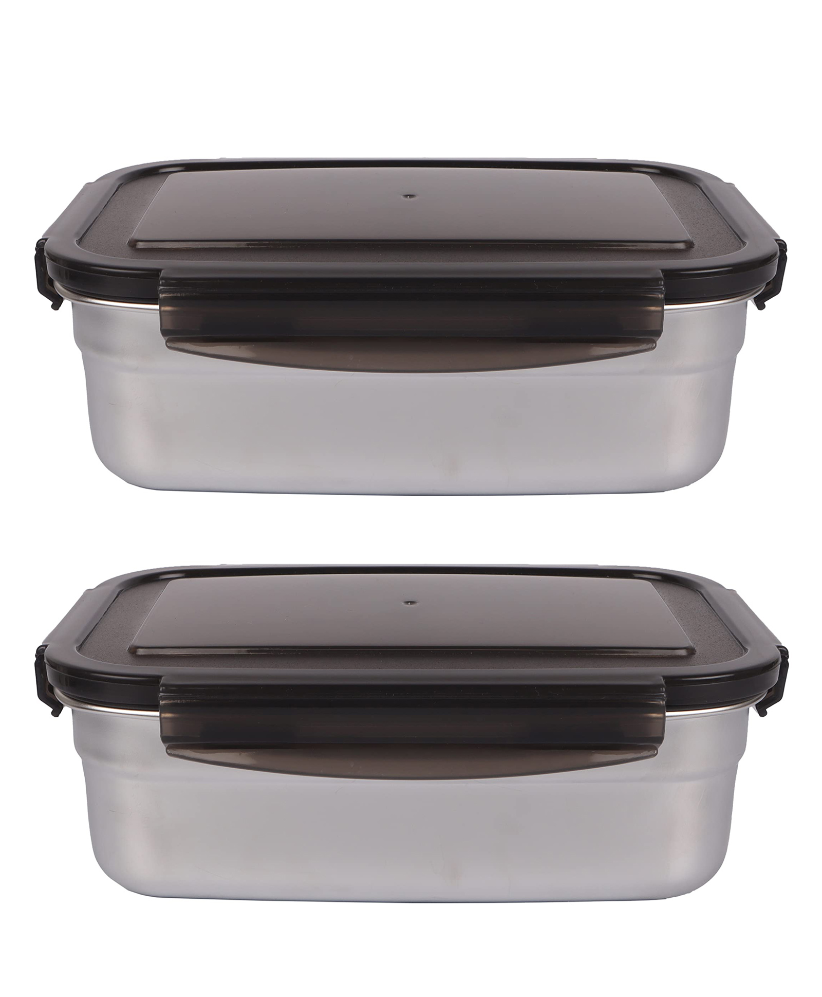 Femora Steel Square Container Airtight Leakproof Unbreakable Storage Container Lunch Box - 850 ml/gm - Set of 2-image-48