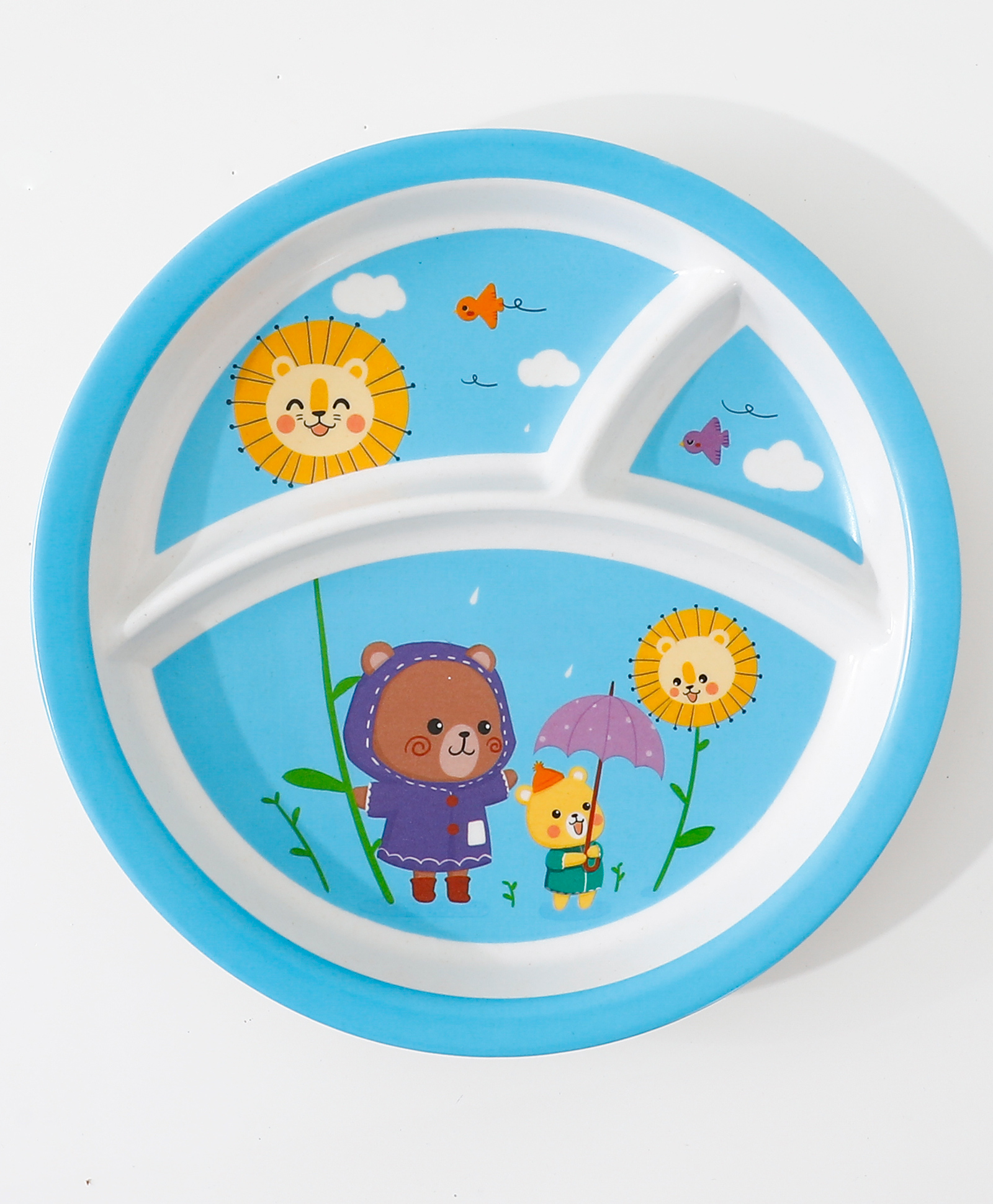 fab n funky Three Sectioned Plate with Bear Print - Blue-picture-35