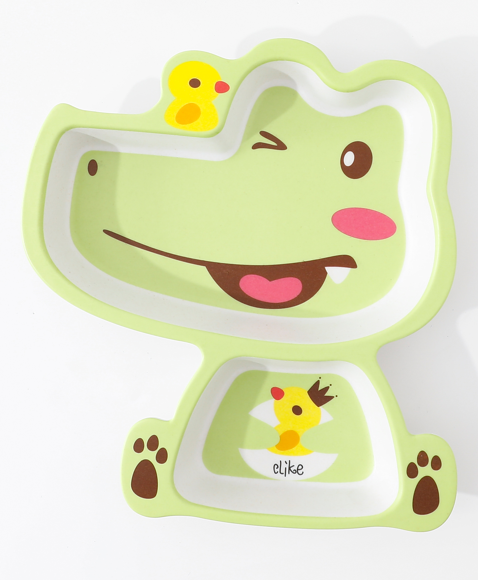 Sectioned Feeding Plate with Crocodile Print - Green-image-16