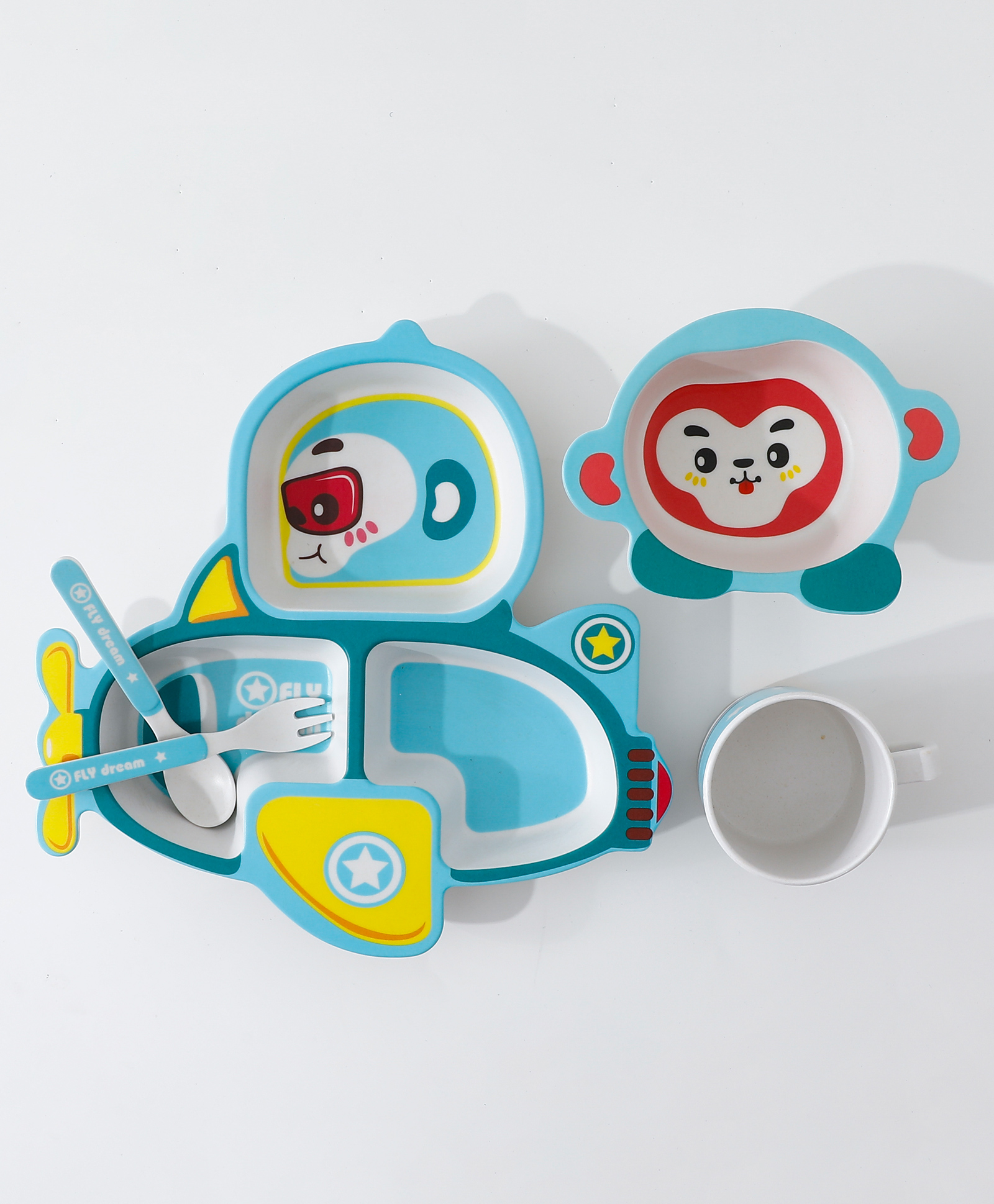 Sectioned Feeding Set with Cartoon Print - Blue-image-25