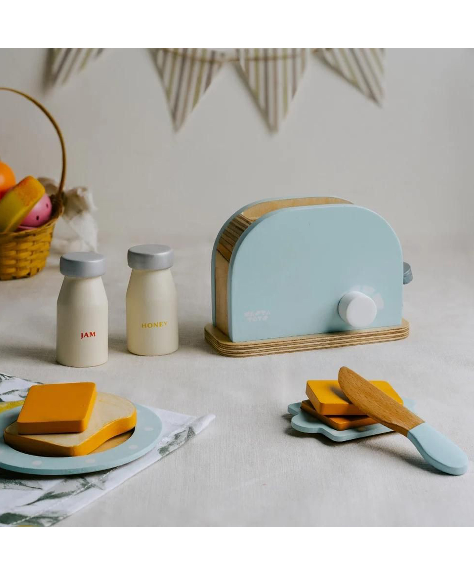 NESTA TOYS - Wooden Bread Pop-up Toaster Blue Color-image-28