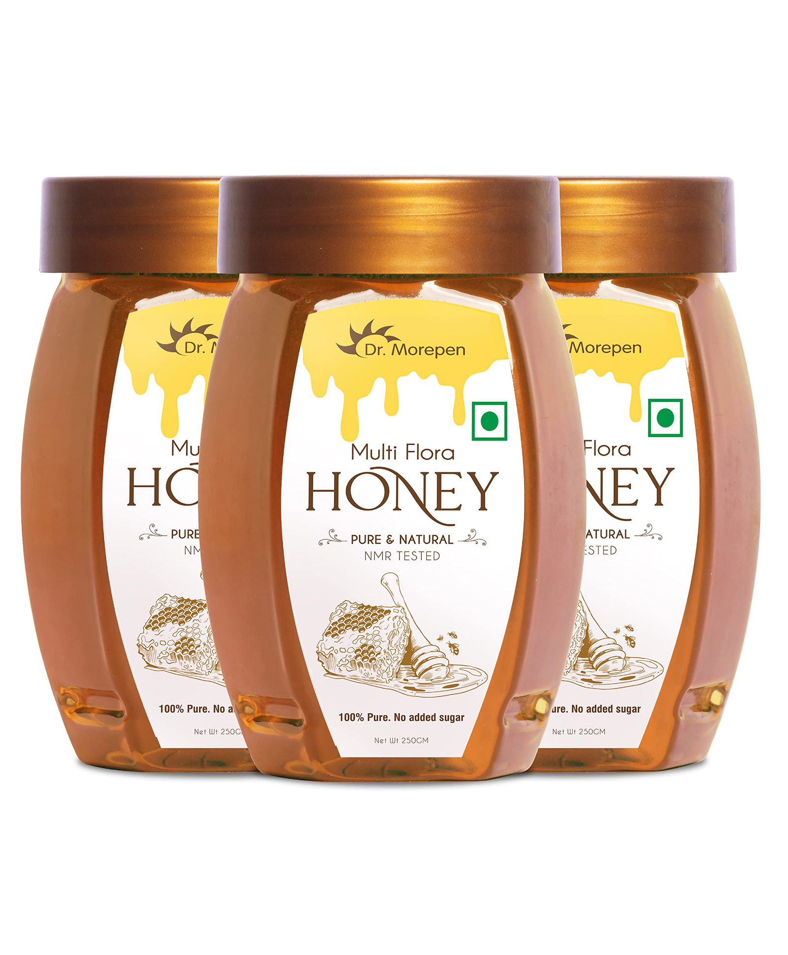 DR. MOREPEN Natural & Pure Multi Flora Honey NMR Tested & No Sugar Adulteration - 250g Pack of 3-image-9
