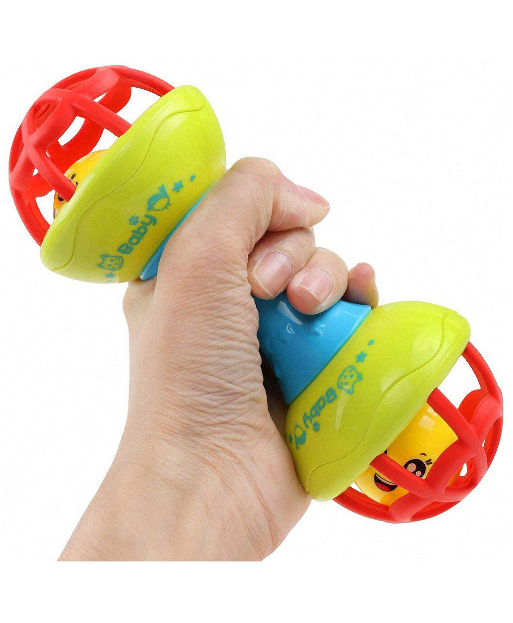 New Pinch Baby Dumb Bell Shaped Rattle Teether - Multicolor-image-39