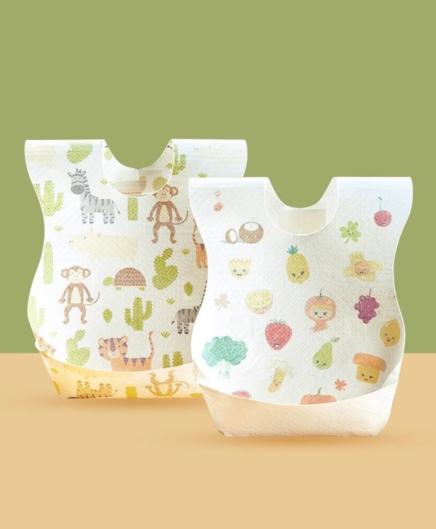 Disposable Bib With Monkey Print Pack of 30 - White-image-37