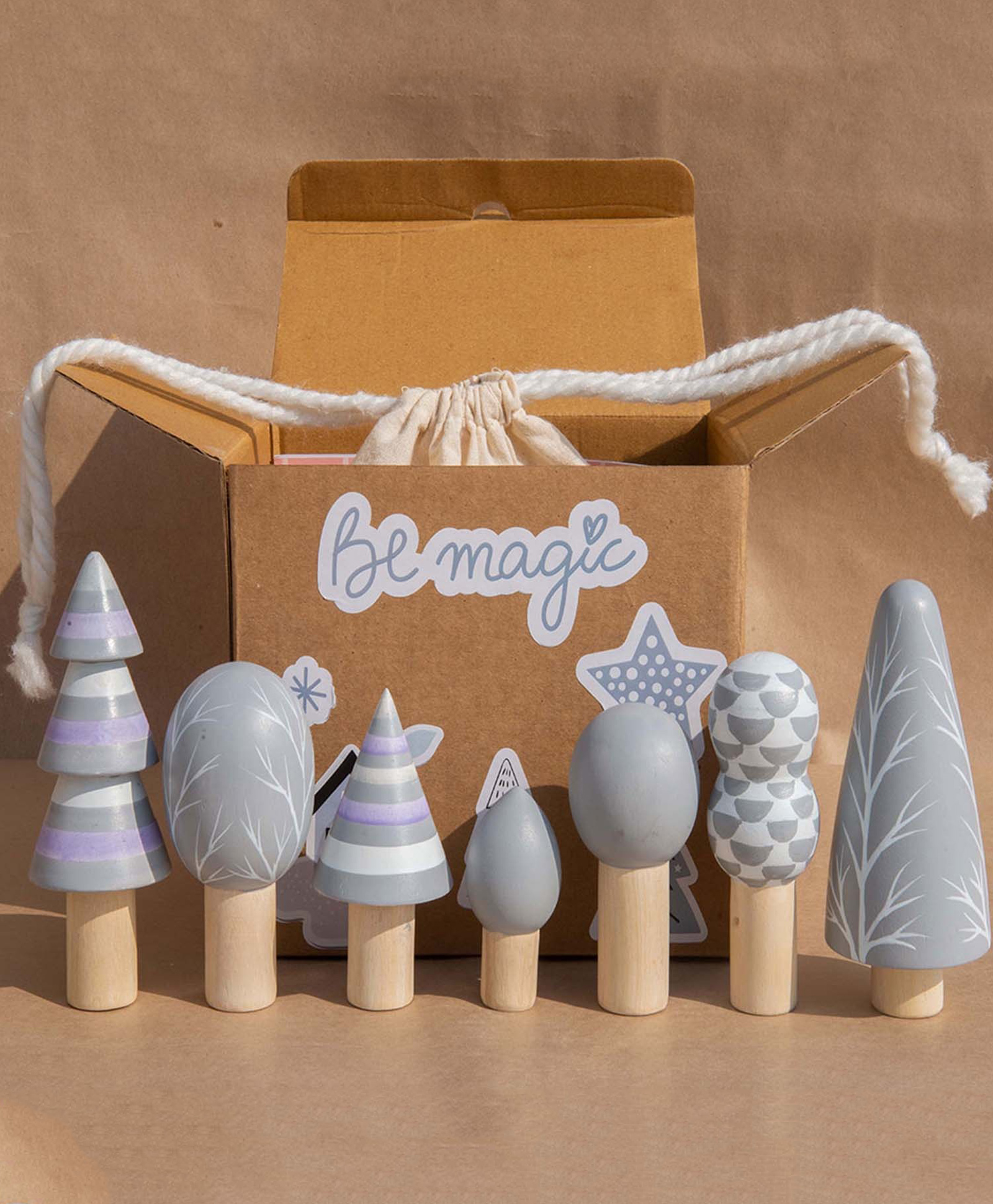 Playbox 5 Pcs Wooden Arctic Tree Toy Set Wooden Forest Various Sizes Pretend Play Natural Wood Trees Creative Children's Arts Toy-image-41