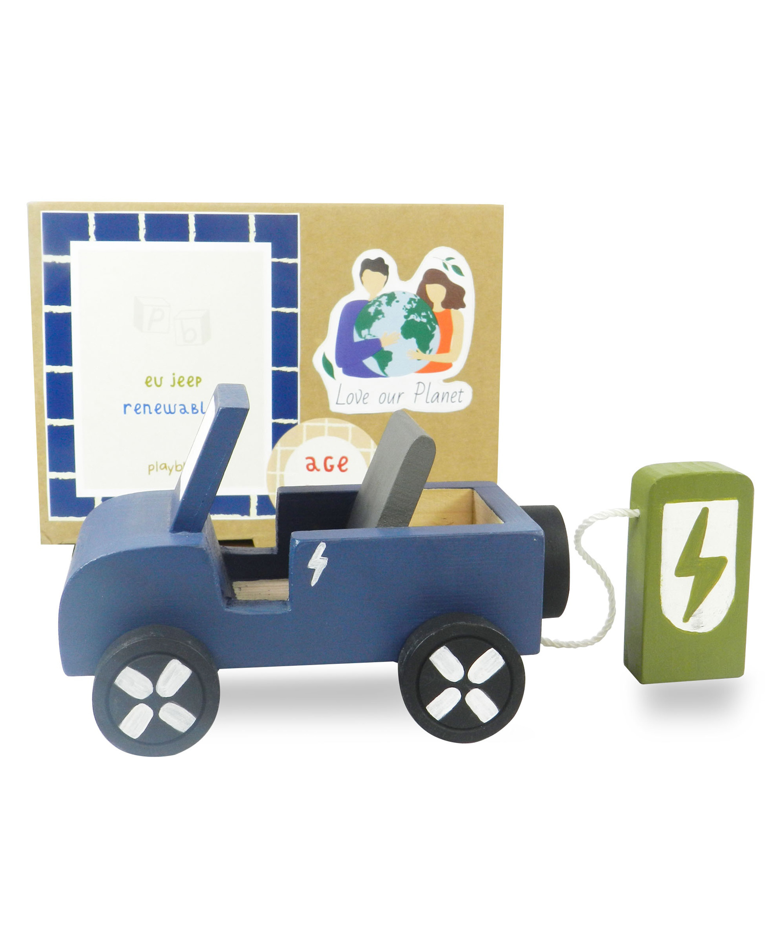 Playbox Wooden EV Jeep with Artificial wooden electirc charger-picture-16