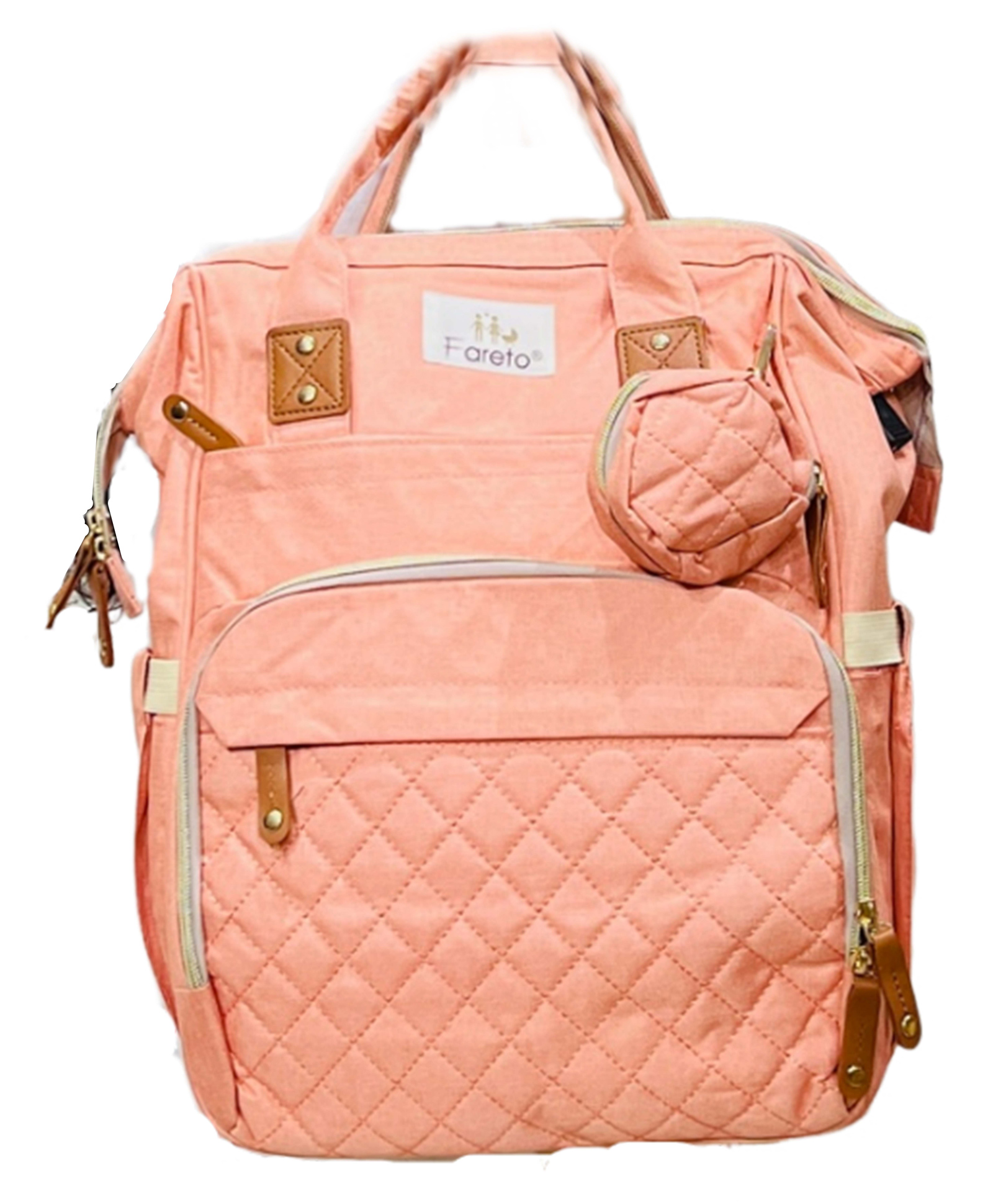 Fareto Premium Quality Diaper Bag for Mother  Multipurpose Stylish Diaper Bag Pack Of 1 - Peach-image-38