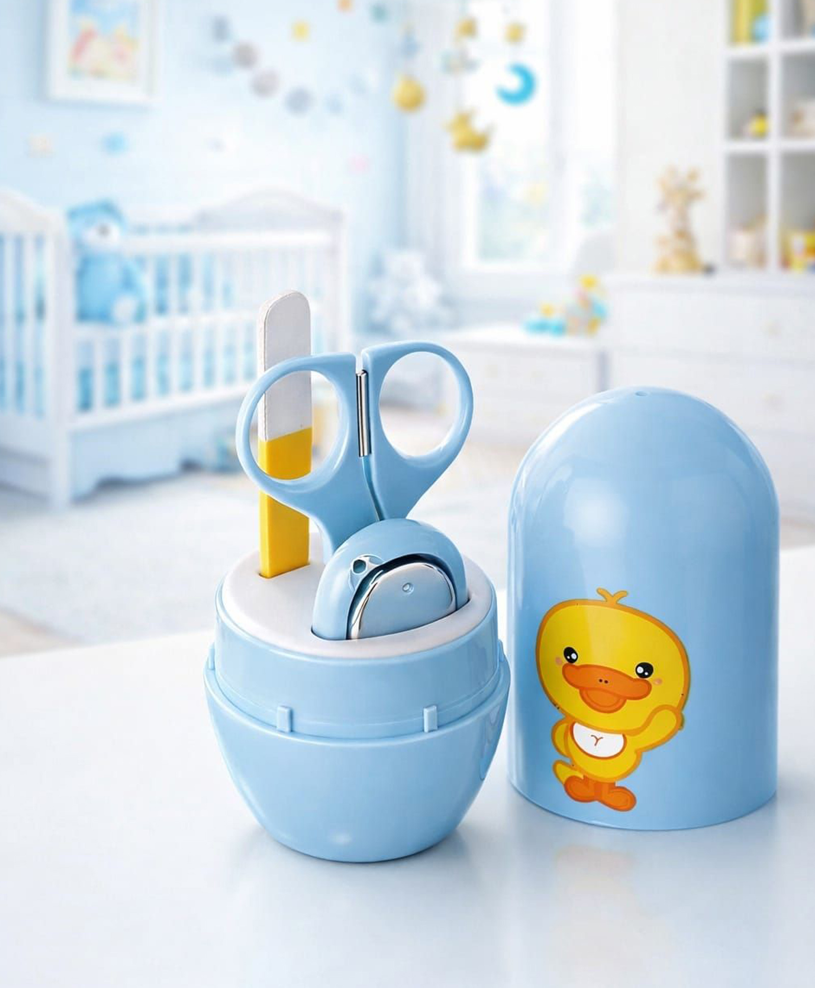 Kritiu 4 in 1 Baby Nail Clipper kit with Cute Case Nail Clipper Scissors Tweezers & Baby Nail File Set for Kids Grooming Kit - Duck Blue-image-14