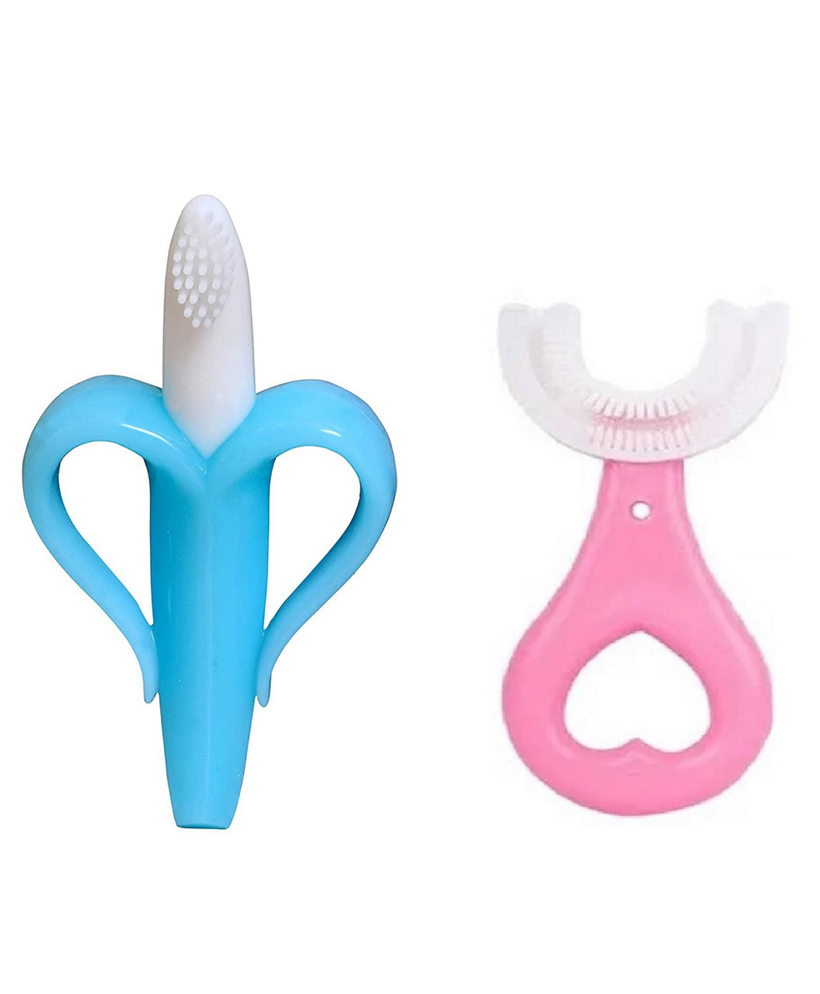 Kritiu Silicone Banana Shaped Toothbrush Teether with U-shaped Soft Silicone Mouth Cleaning Toothbrush For Kids-image-19