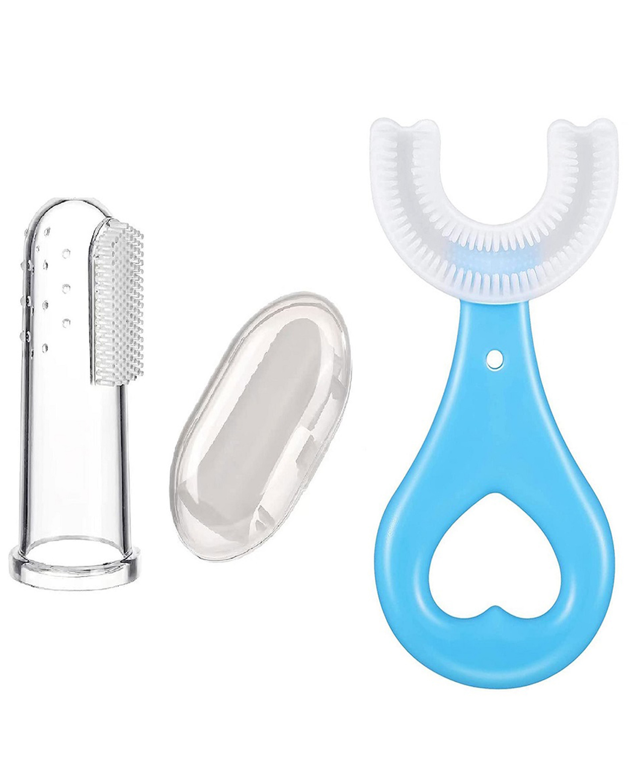 Kritiu Soft Silicone Finger Toothbrush with U Shape Soft Bristles Brush for Kids-picture-2