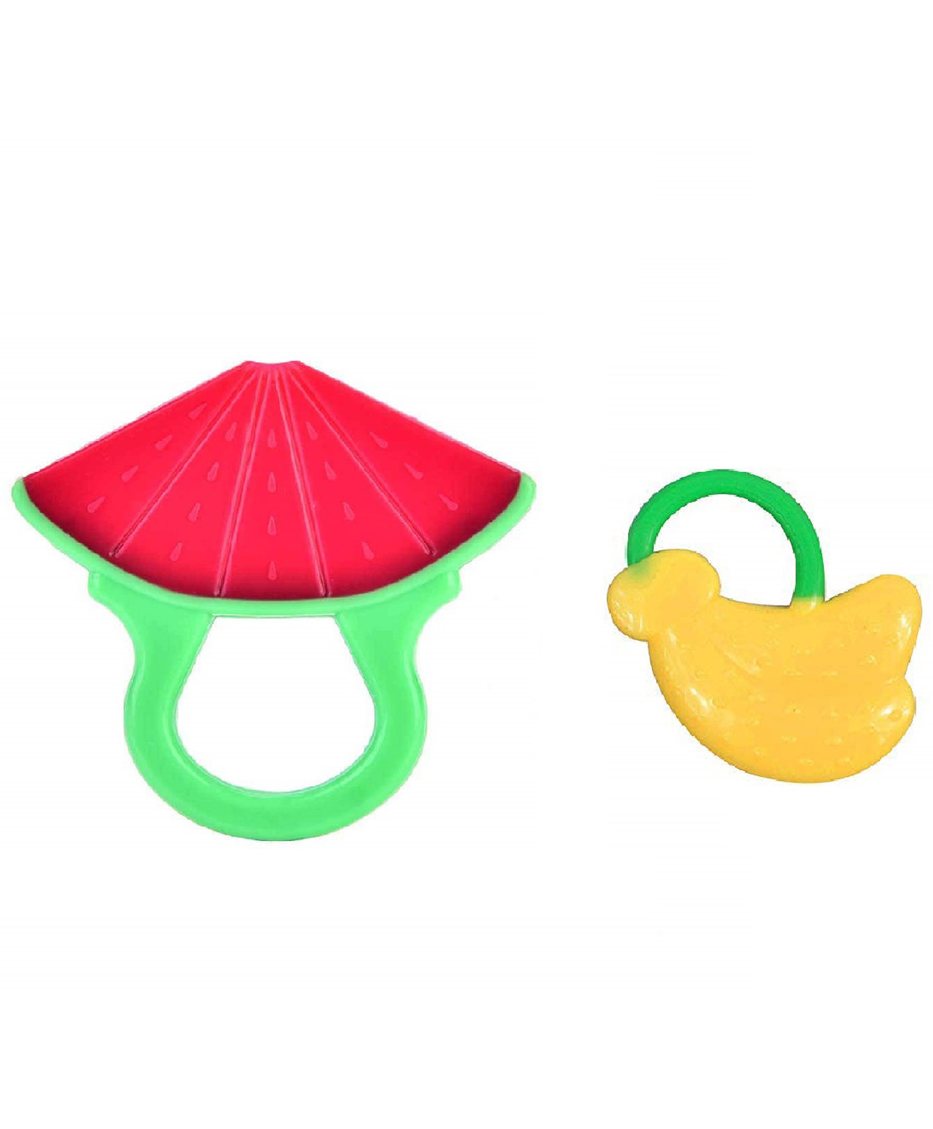 Kritiu Non-Toxic Food-Grade Silicone Baby Teether BPA-Free for Pain-Relief Easy Teething Watermelon & Banana Pack of 2 - Red Yellow-picture-14