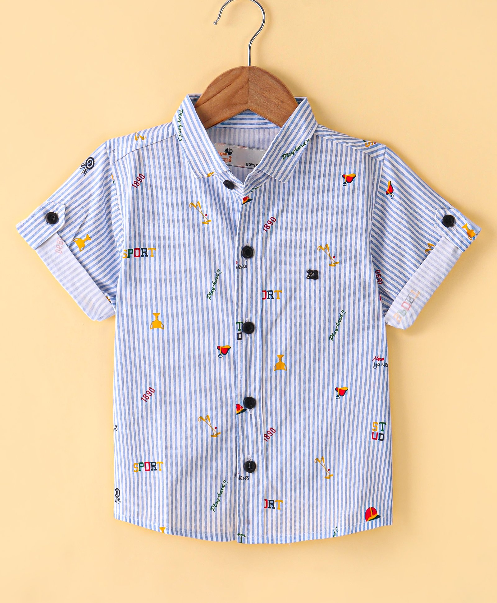 Dew Drops Poplin Half Sleeves Sports Printed Shirt - Blue-picture-26