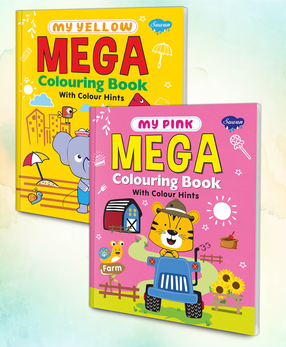 Set of 2 Mega Colouring Books | My Pink Mega Colouring Book and My Yellow Mega Colouring Book | A Dynamic Duo of Delightful Coloring Books -English-image-38