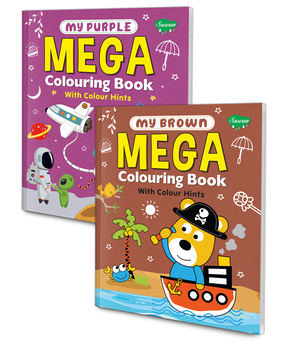 Set of 2 Mega Colouring Books | My Purple Mega Colouring Book and My Brown Mega Colouring Book -English-image-3