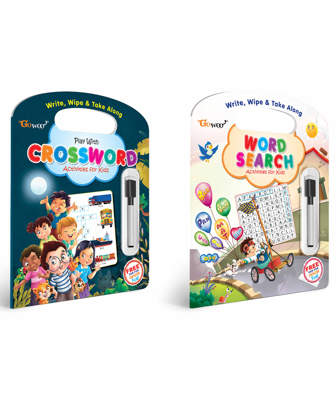 Write, Wipe & take Along Word Search & Crossword With Pen | Combo of 2 |Puzzle Explorer Combo-image-35