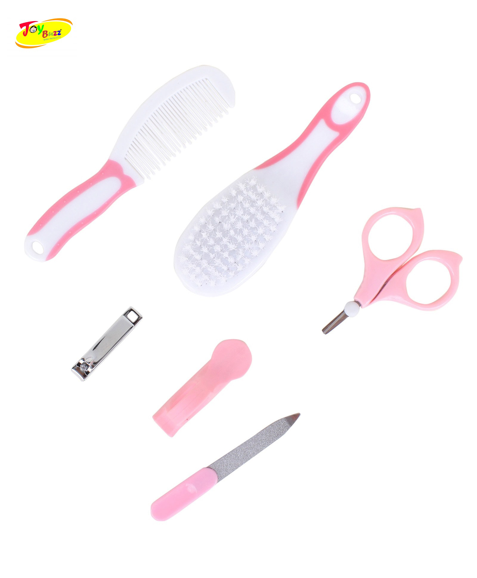 Joy Buzz Set of 6 Cute Plastic Portable Baby Care Kit Nursery Kids Healthcare and Grooming Set Manicure and Pedicure Accessories for New Born Babies Toddler Kids Pack of 6 - Pink-image-3