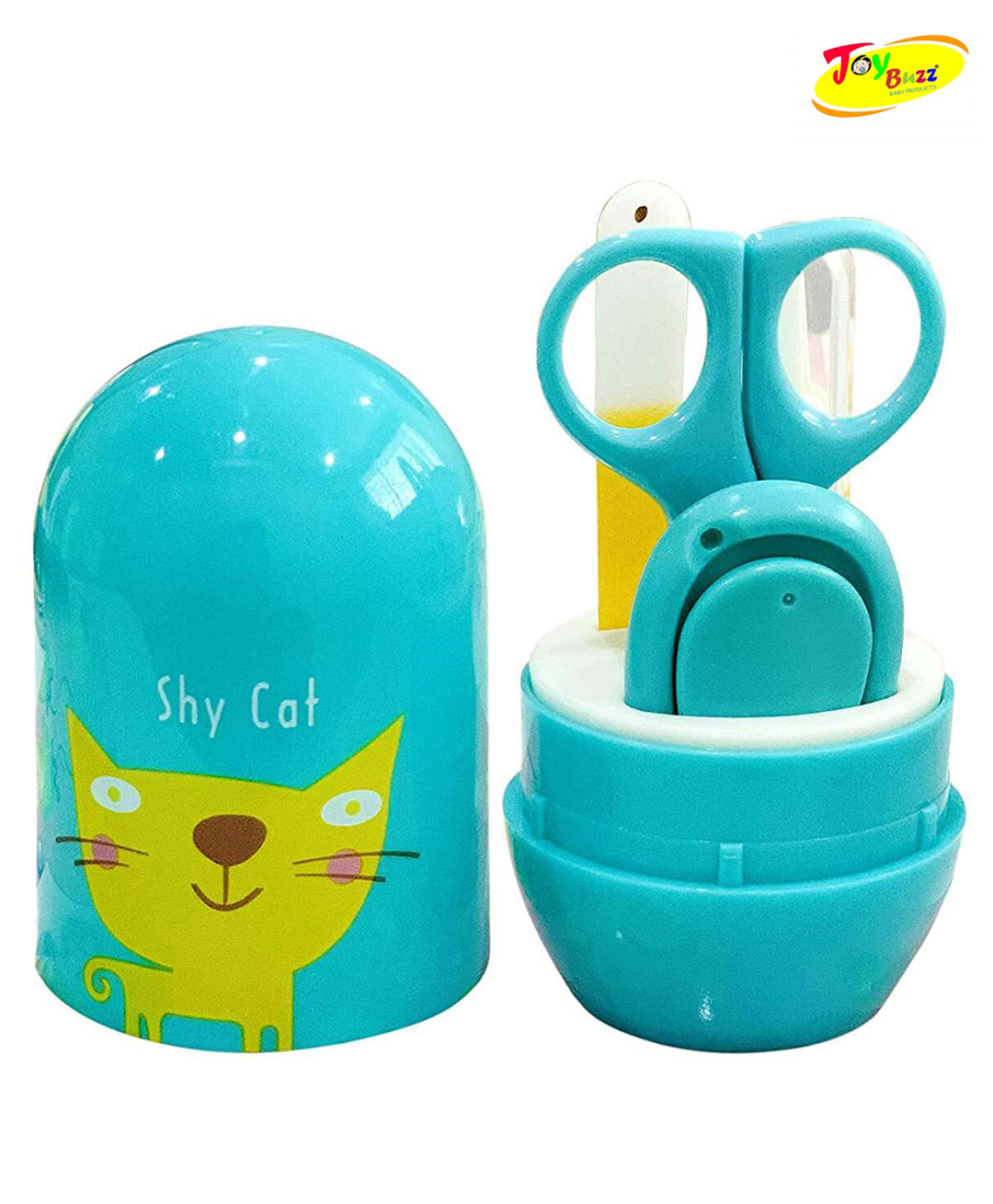 Joy Buzz 4 in 1 Baby Nail Clipper kit with Cute Case Nail Clipper Scissors Tweezers & Baby Nail File Set for Kids - Cat Green-image-4