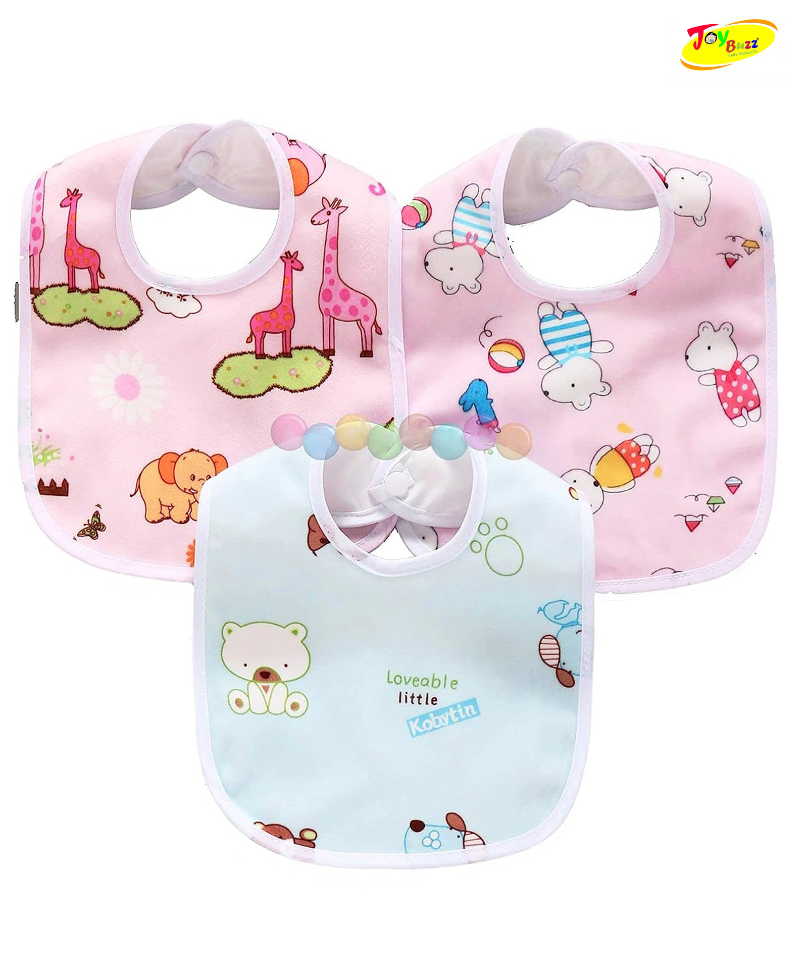 Joy Buzz Cotton Bibs with Snap Button - Pack of 3-picture-44
