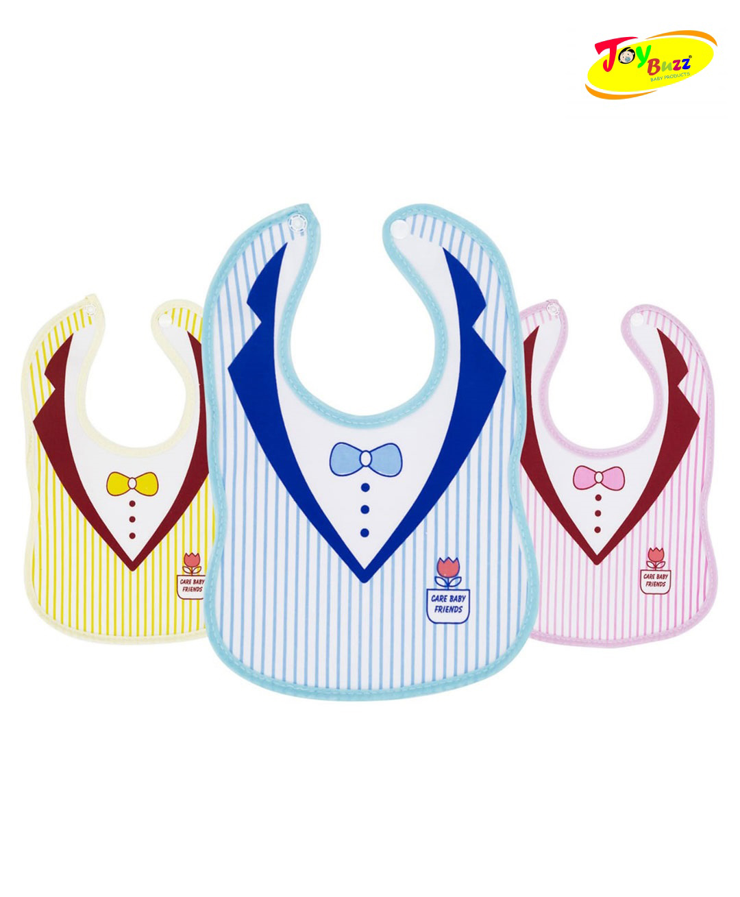 Joy Buzz Cotton Bibs with Snap Button - Pack of 3-picture-45