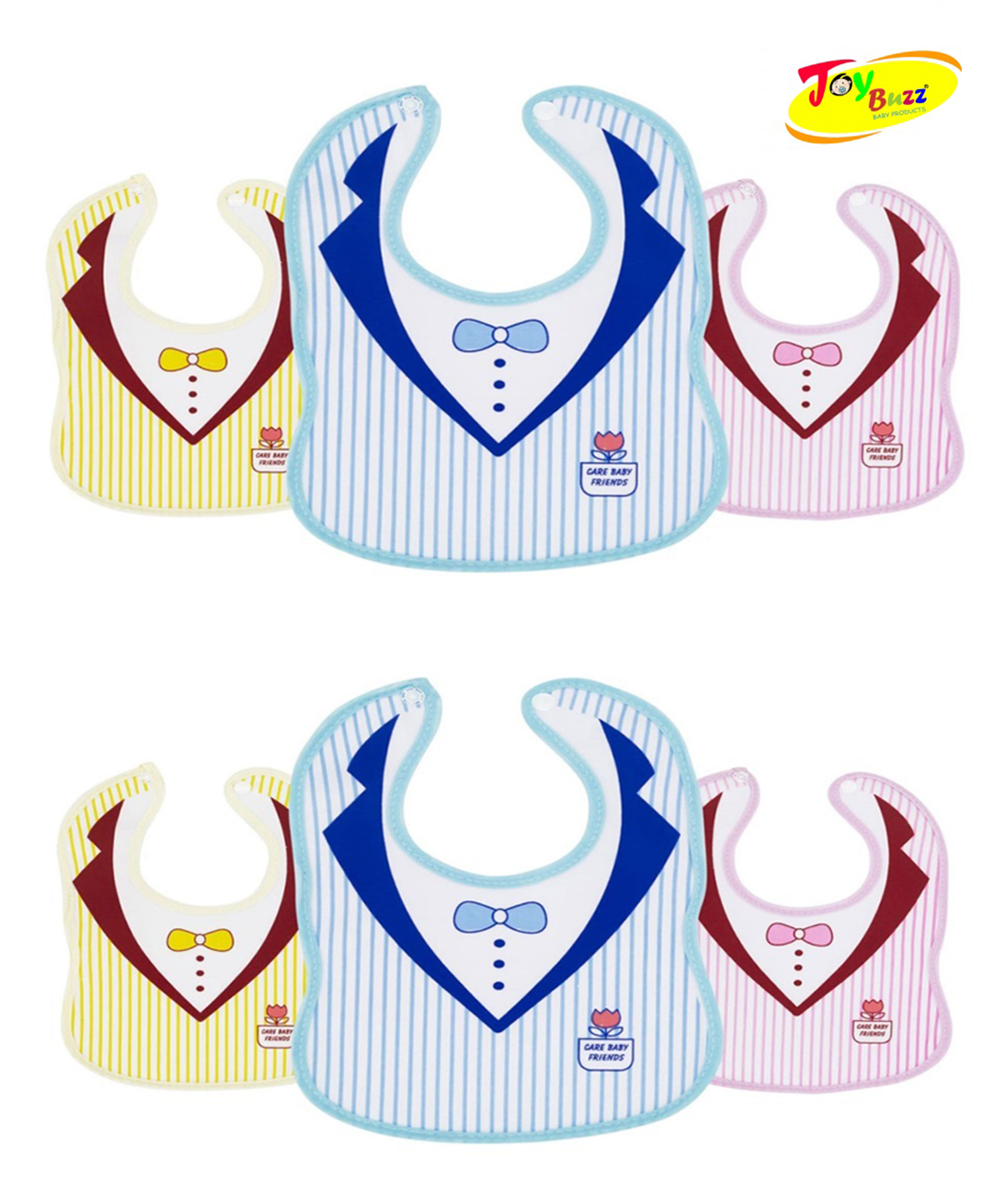 Joy Buzz Cotton Bibs with Snap Button - Pack of 6-picture-46