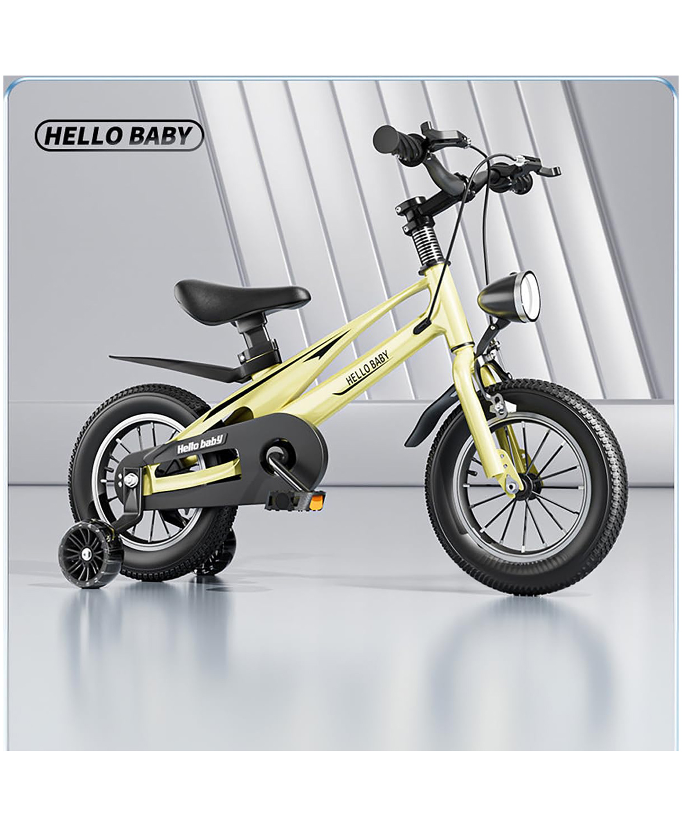 SYGA Children's Bicycle 3-6 Years Old Baby Children's Light Bicycle Magnesium Alloy 14-inch (YELLOW)