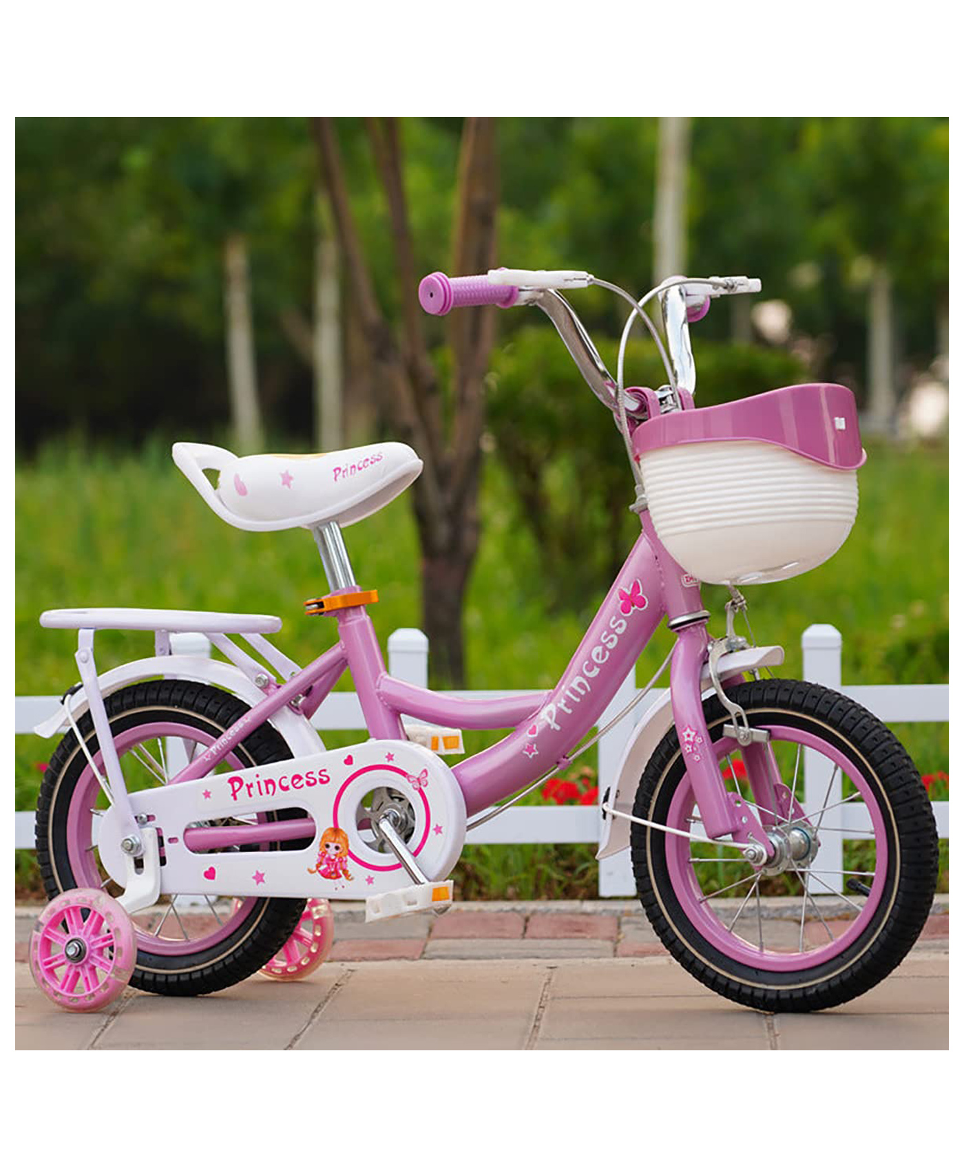 SYGA Princess Bicycles for Kids 4-7 Years Old 16-inch Children's Light Bicycle Magnesium Alloy (Pink)