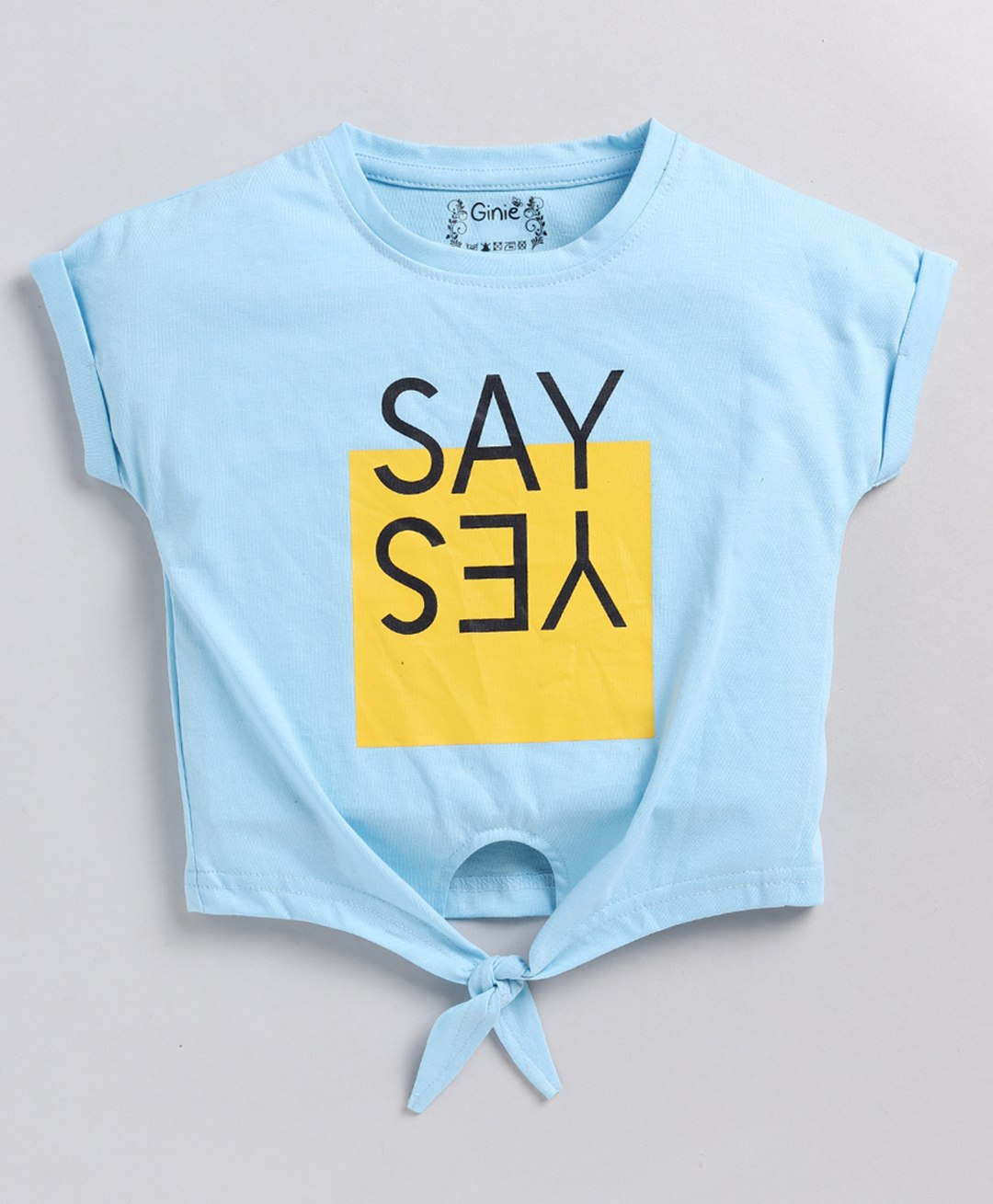 giniekids Half Sleeves Say Yes  Text Printed Top - Blue-picture-43