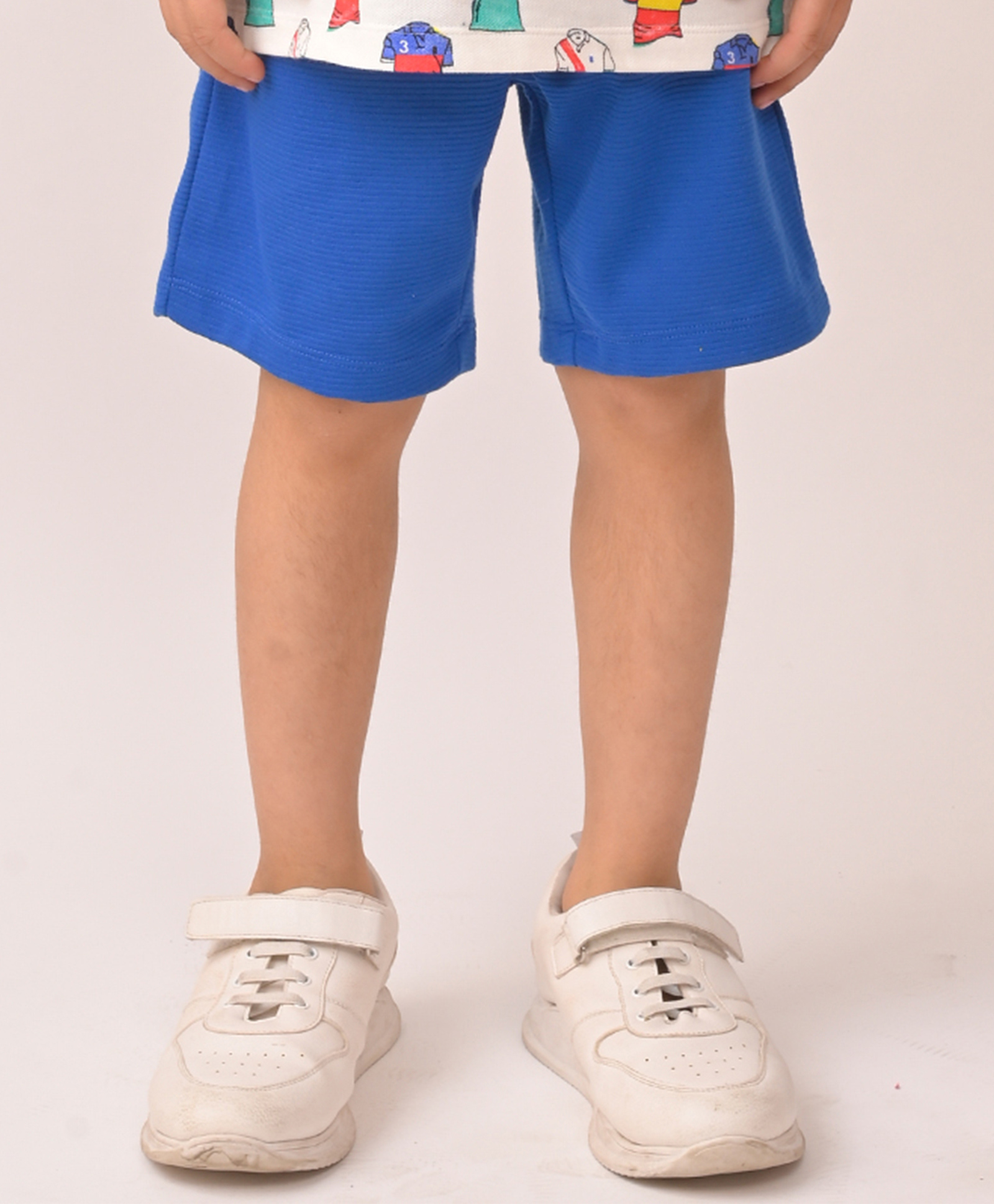 Anthrilo Cotton Terry Pencil Striped Shorts - Blue-picture-5