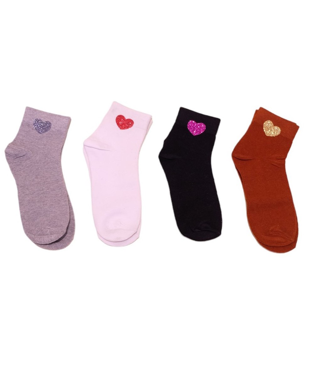 Tipy Tipy Tap Pack Of 4 Heart Embellished Socks - Multi Colour-picture-37