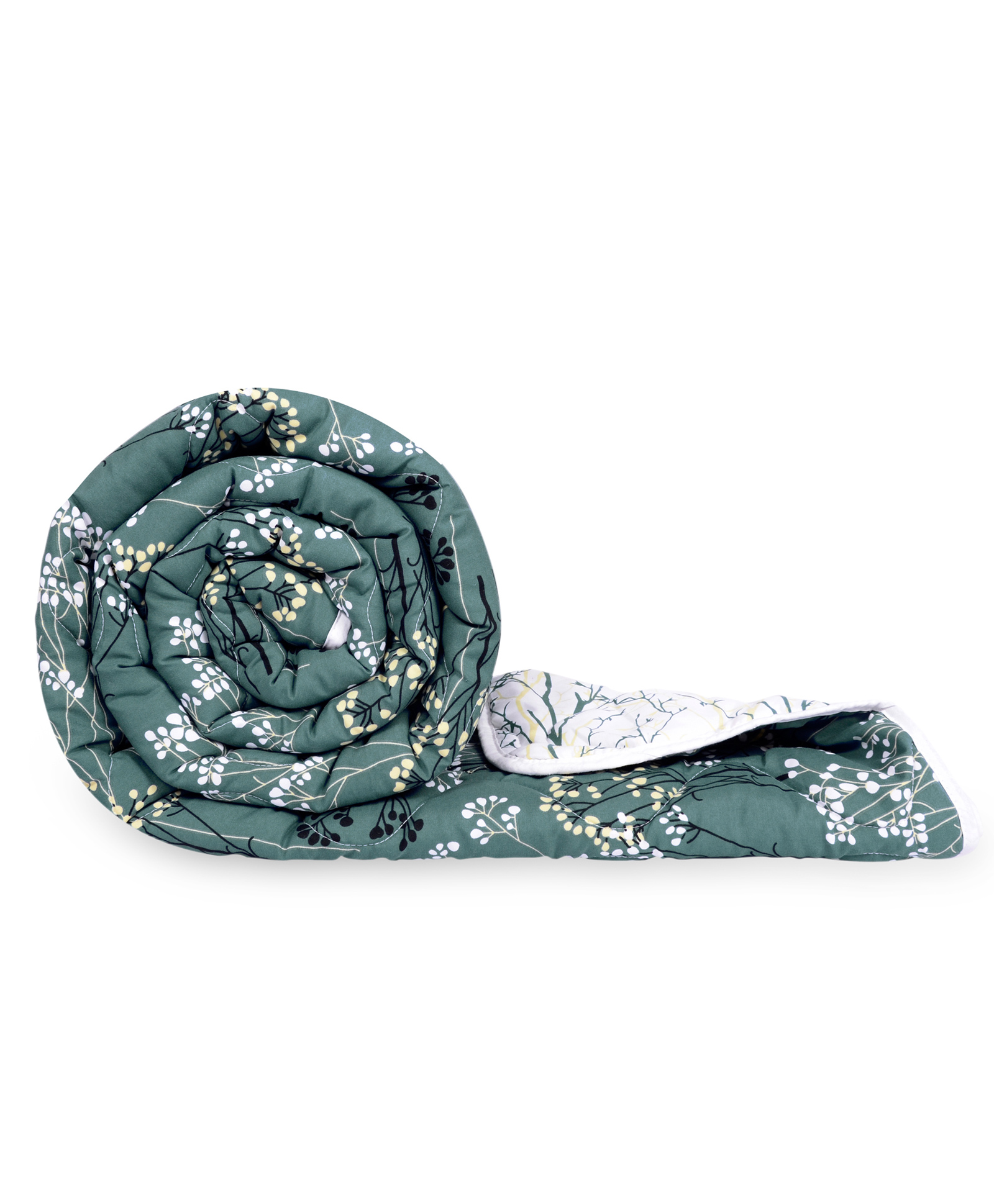 Divine Casa Microfiber Reversible Double Bed AC Quilt Comforter Blanket Lightweight For All Weather (150 GSM) (Size: 230X254 cm) (Sagebrush Green, Floral)-image-16