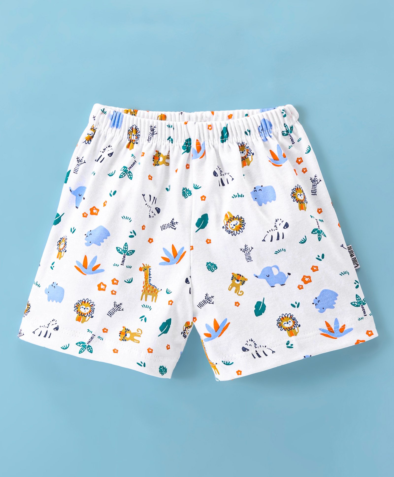 Child World Cotton Interlock Shorts Animal Print - White-picture-16