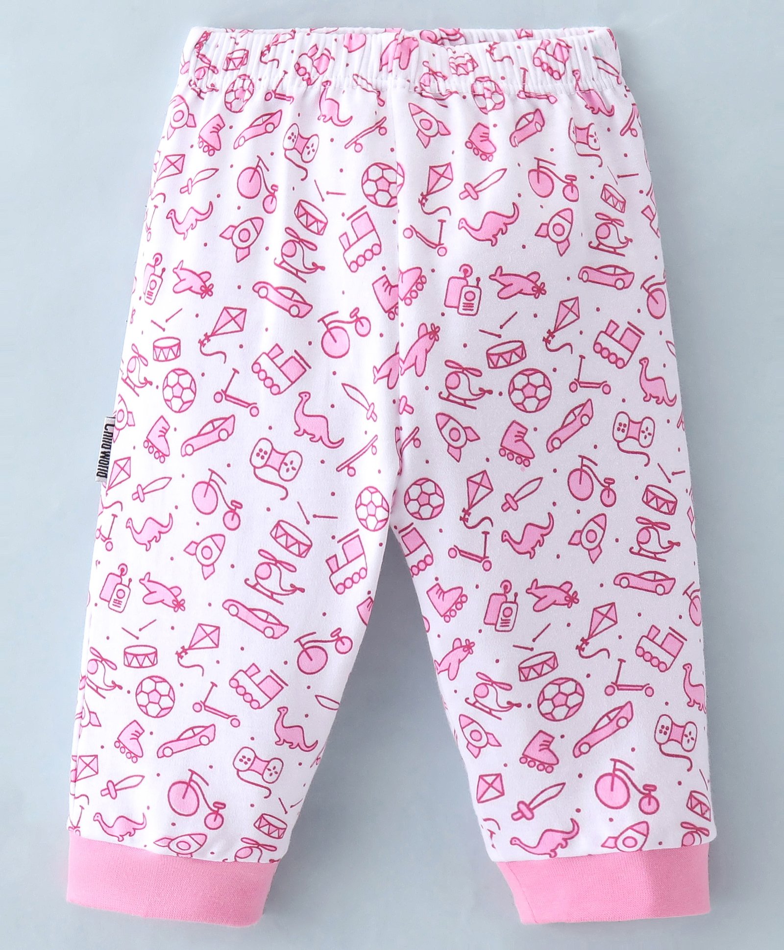 Child World Interlock Full Length Lounge Pant Kites Print - Pink & White-picture-13