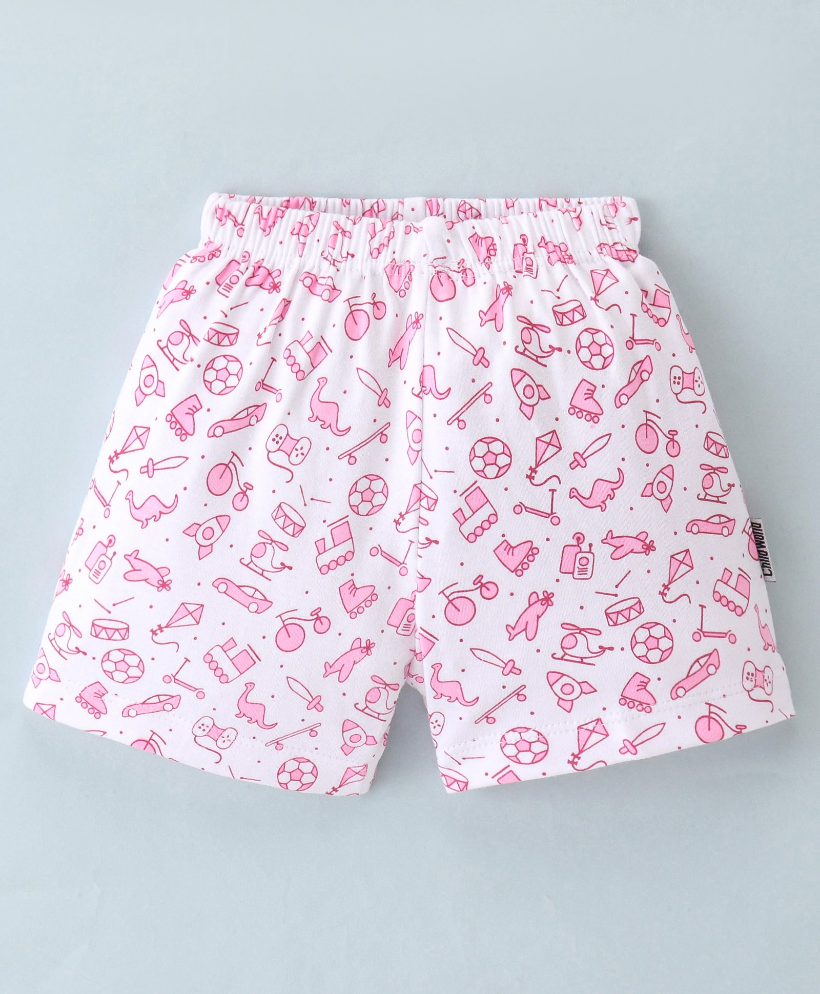 Child World Cotton Interlock Printed Shorts - White-image-17