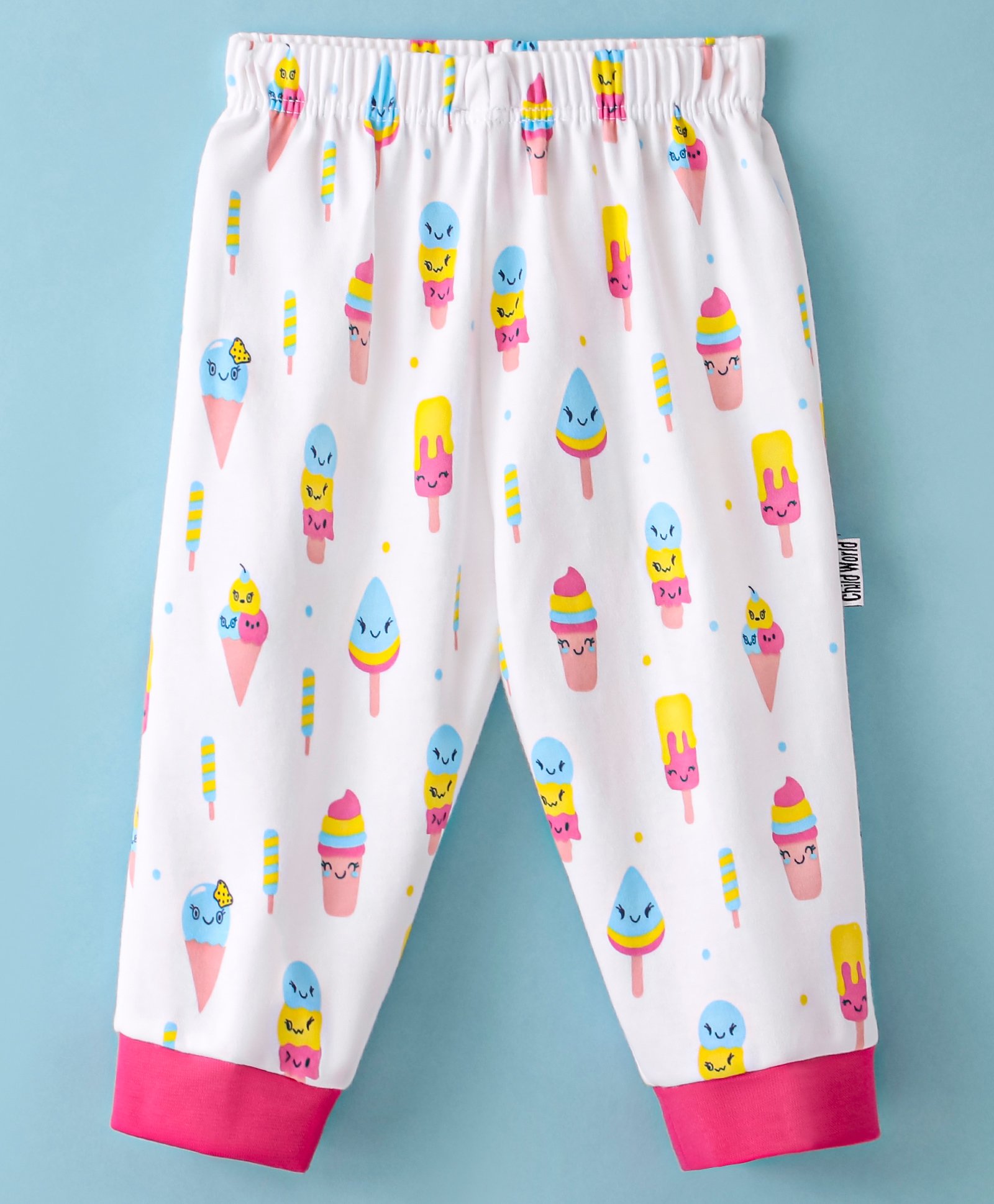 Child World Interlock Knit Full Length Lounge Pant Ice Cream Print - White-picture-32