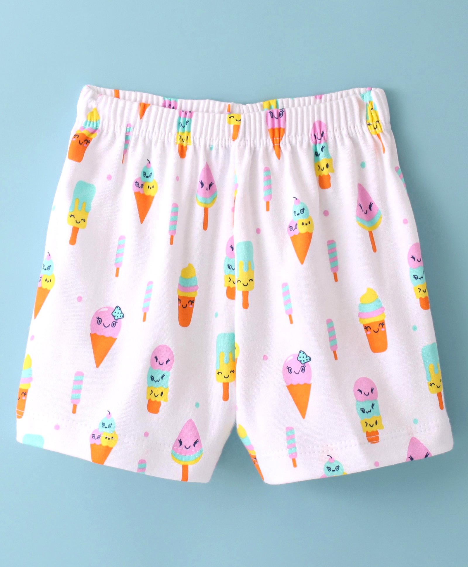 Child World Interlock  Knit  Shorts  with Ice Cream Print - White-picture-28