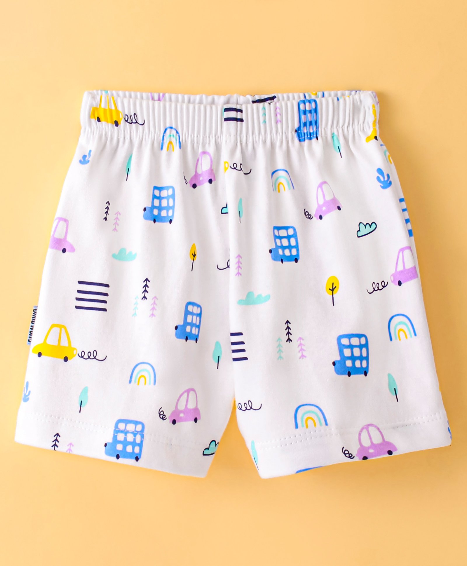 Child World Interlock Knit  Shorts with Car Print - Blue & White-image-28