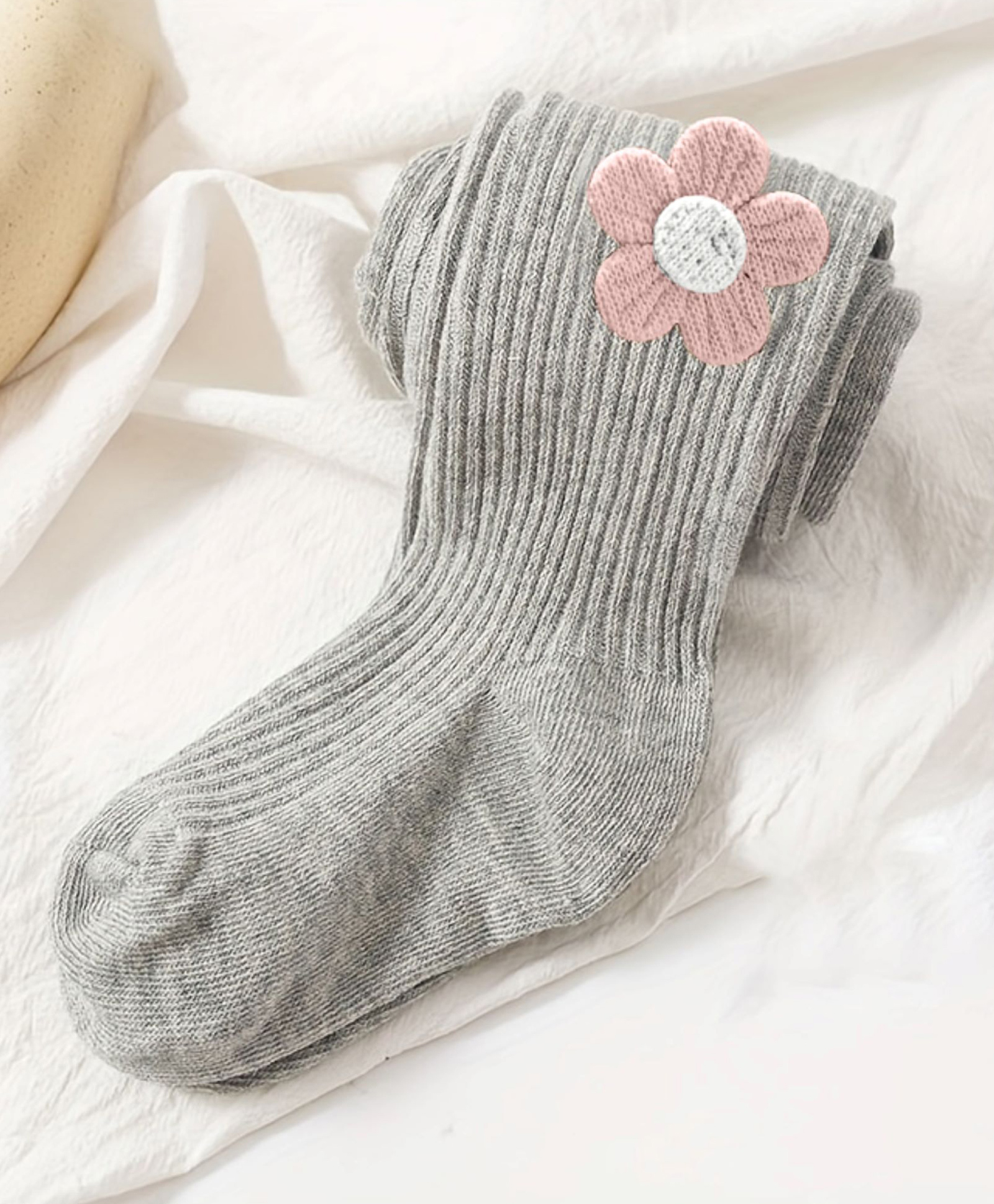 SYGA Tights For Girls Soft Cotton Infant Leggings Toddler Flower Stockings Pants, Suitable For All Seasons Grey-(1-2 years) S-image-14