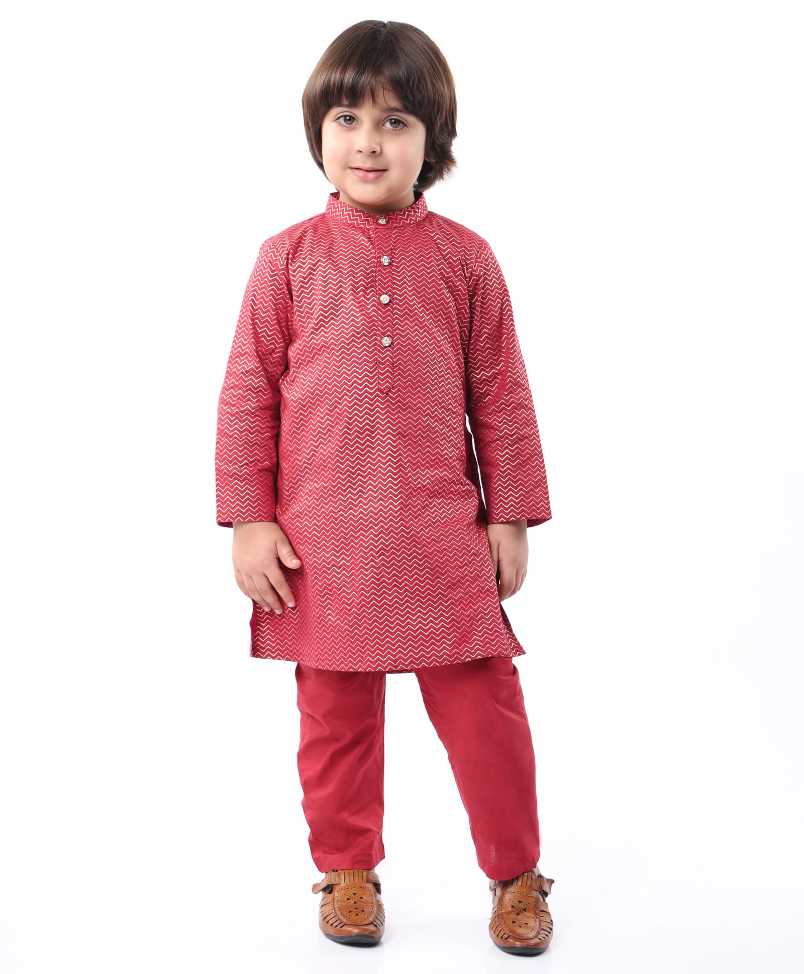Babyhug Full Sleeves Foil Printed Kurta Pyjama Set -Maroon-picture-20