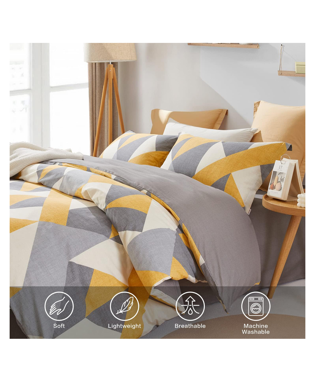 Filymore Geometric Design triangle Printed Single Bedsheet With 1 Pillow Covers-image-3