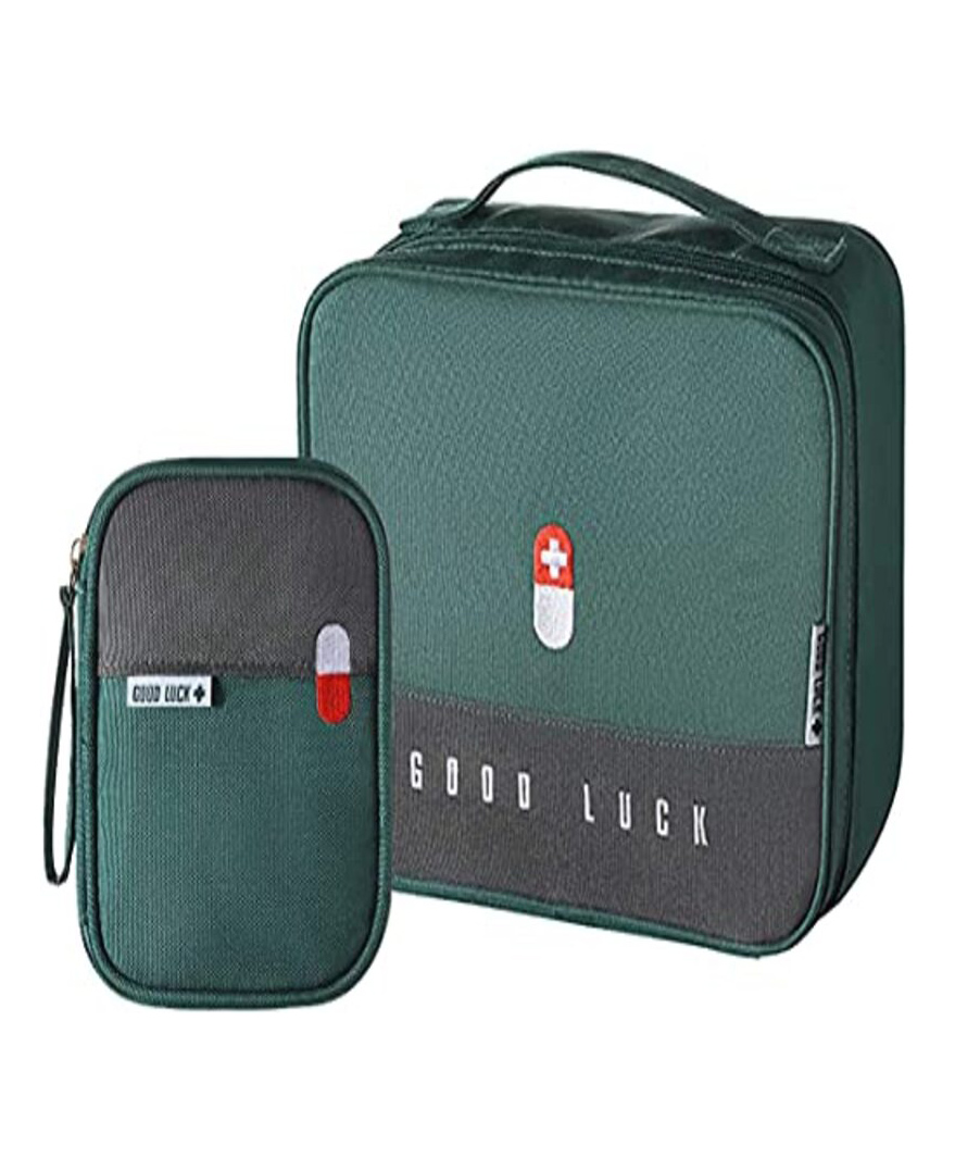 House of Quirk Portable First Aid Empty Kit Pouch Emergency Survival Bag Medicine Bag for Home Office Travel Camping Green-image-1