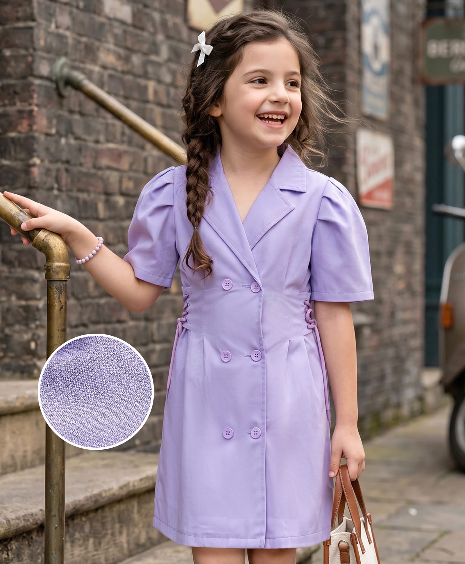 Mark & Mia Half Sleeves Solid Color Shirt Dress - Purple-image-42