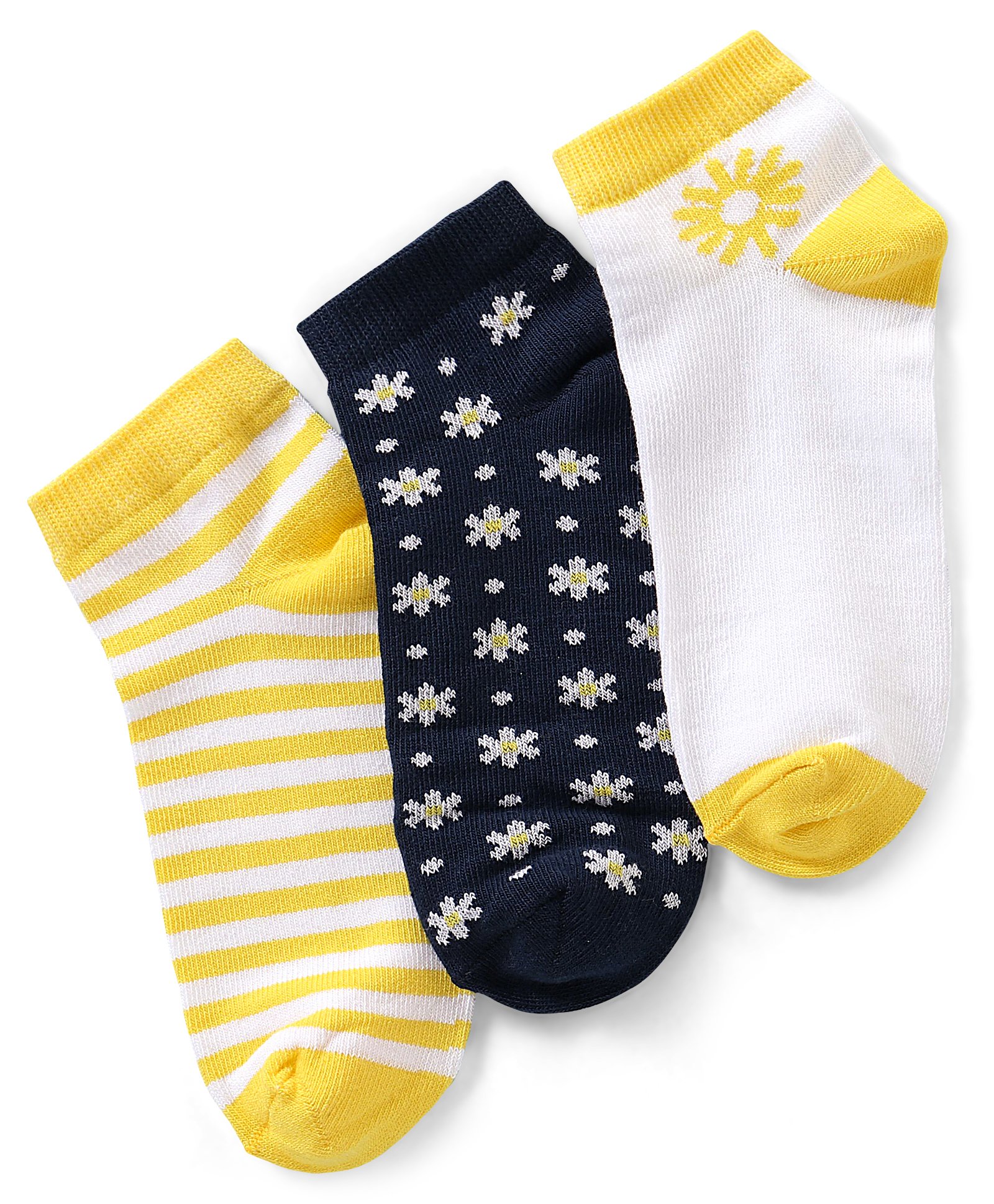 Pine Kids Cotton Spandex Knit Ankle Length Socks with Snow Flakes Design Pack Of 3 - Snow White & Yellow-image-36